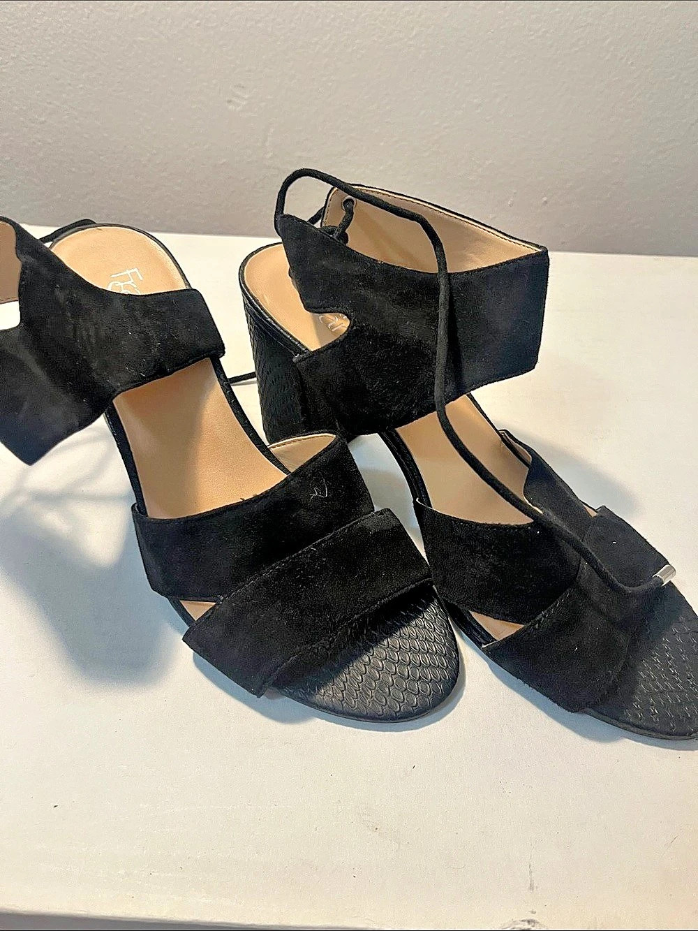Franco Sarto Black Platform Wedge Sandals